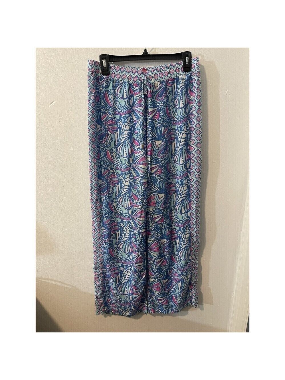 Lilly Pulitzer for Target Sz S Wide Leg Colorful Print Drawstring Lounge Pants